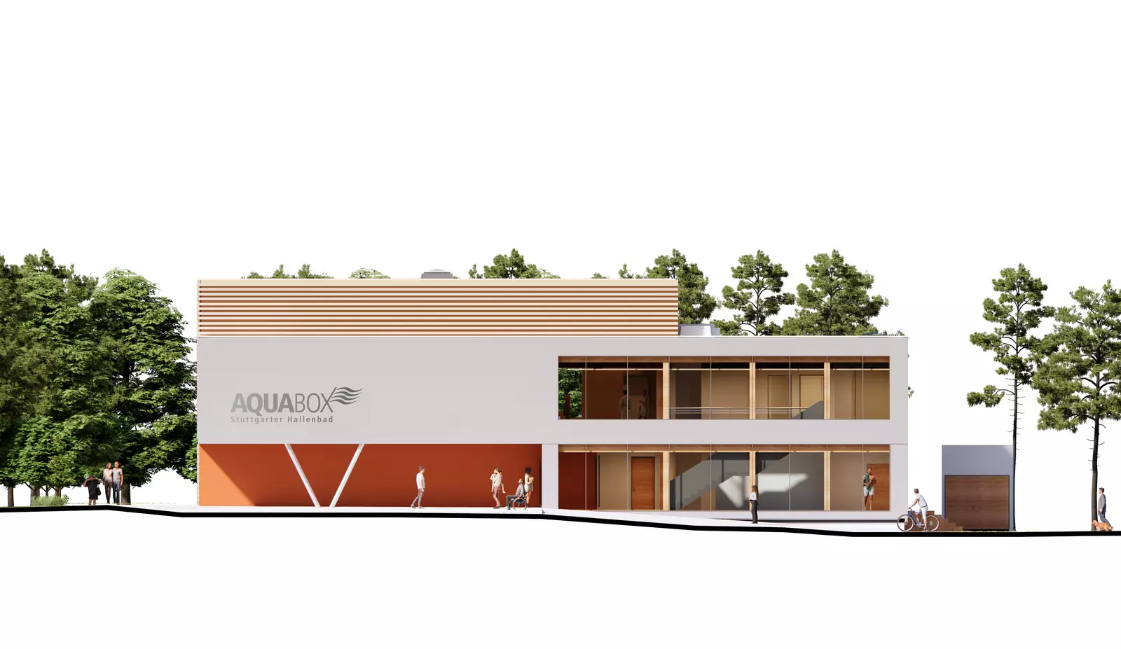 Visualisierung Fassade Mobiles Hallenbad AQUABOX