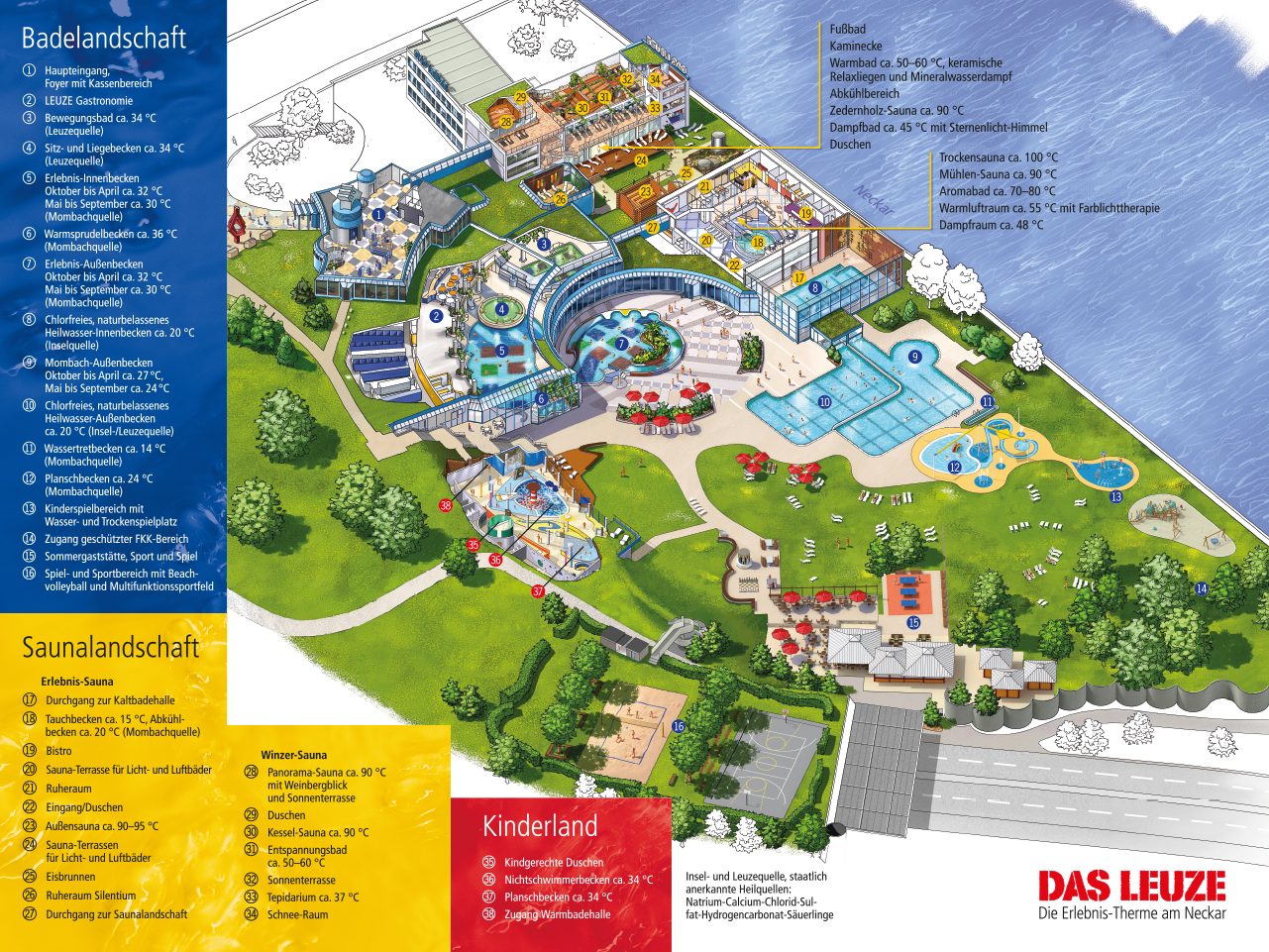 Illustrierter Lageplan Badelanschaft im LEUZE